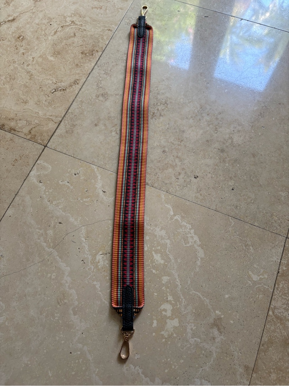 Striped Orange & Burgundy Adjustable Bag Strap - Unbranded
